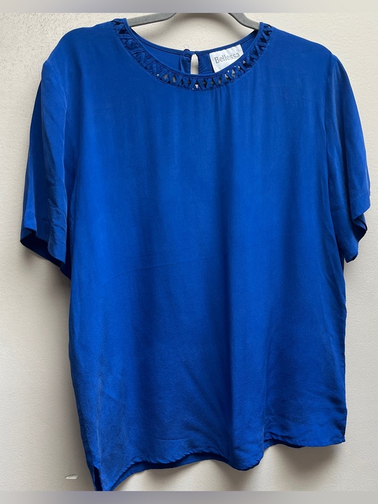 Bellessa Tops - Vintage Bellessa Womens Size Large Pure Silk Short Sleeve Blouse Royal Blue